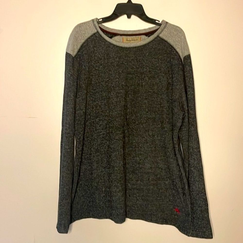 Tommy Bahama- Grey Pullover Crew Neck Red Logo Fleece Lined Sweater- Size XL